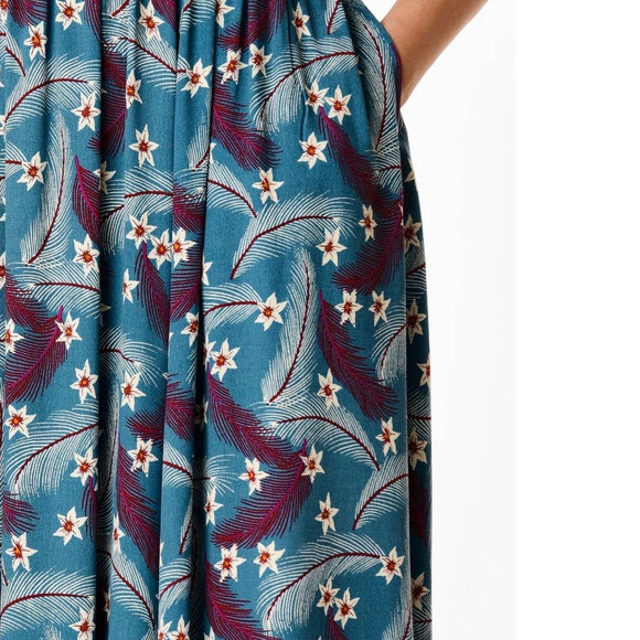 Paris Atelier & Other Stories Blue Retro Print Midi Buttons Dress Size Small - Picture 7 of 7